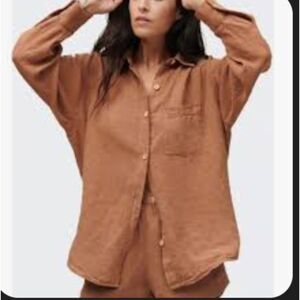 Mate The Label Women's Oversized Linen Button Up Top